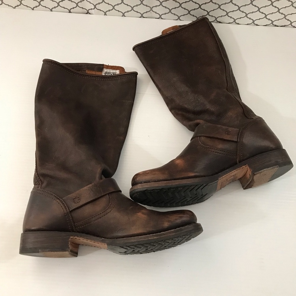 Frye Veronica Classic Women's Brown Leather Riding Boots Size 9B - Picture 2 of 9